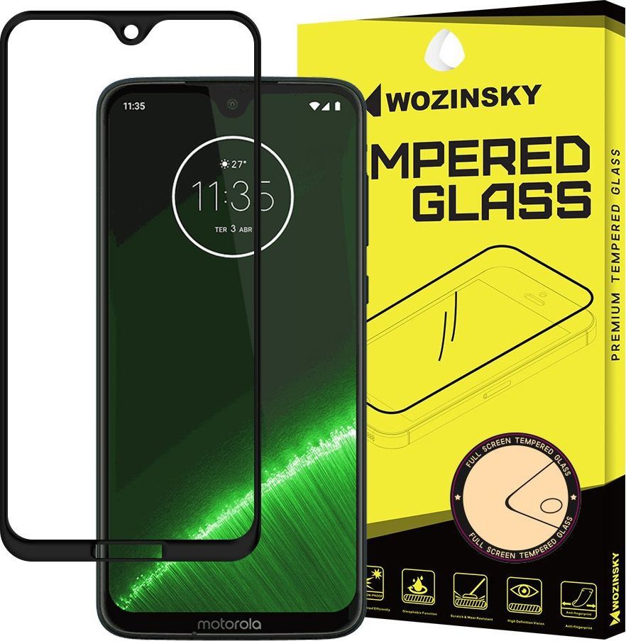 Wozinsky Wozinsky super wytrzymałe szkło hartowane Full Glue na cały ekran z ramką Case Friendly Motorola Moto G7 czarny uniwersalny 1