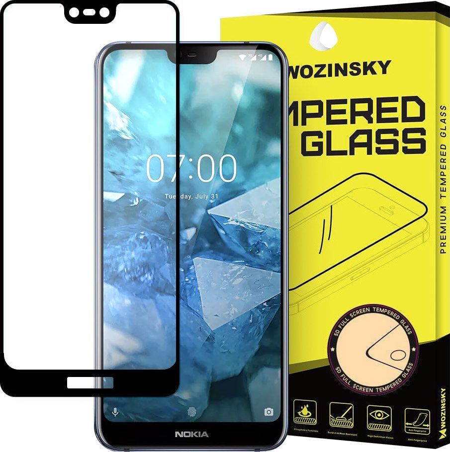 Wozinsky Wozinsky super wytrzymałe szkło hartowane Full Glue na cały ekran z ramką Case Friendly Nokia 7.1 czarny uniwersalny 1