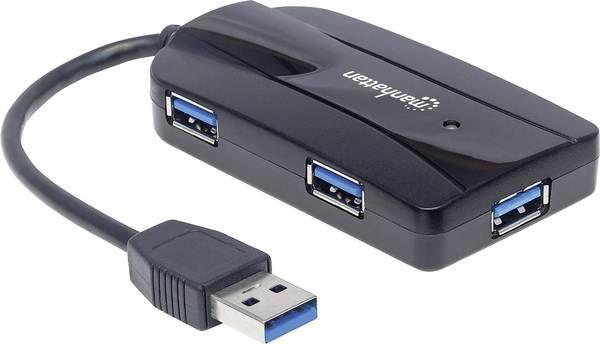HUB USB Manhattan 1x SD 1x microSD  + 3x USB-A 3.0 (163590) 1