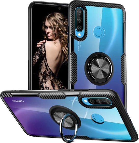Alogy Etui Alogy Ring Holder Clear Armor do Huawei P30 Lite czarne uniwersalny 1