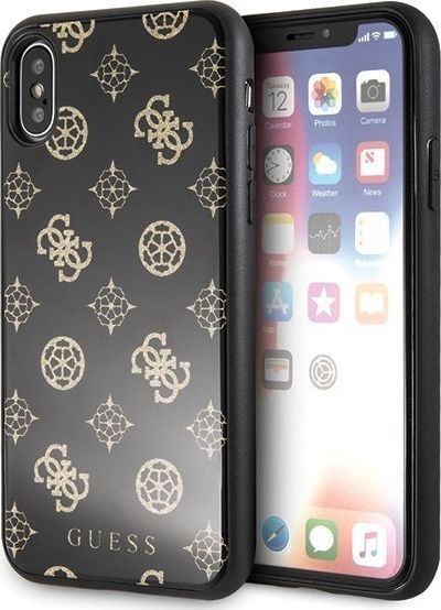 Guess Guess GUHCPXTGGPBK iPhone X/Xs czarny /black hard case Peony G Double Layer Glitter uniwersalny 1