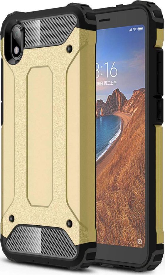 Hurtel Hybrid Armor pancerne hybrydowe etui pokrowiec Xiaomi Redmi 7A złoty uniwersalny 1