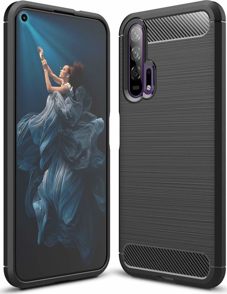 Hurtel Carbon Case elastyczne etui pokrowiec Huawei Honor 20 / 20 Pro czarny uniwersalny 1