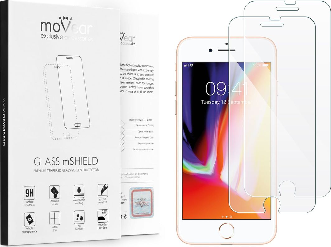 moVear Szkło Hartowane 2.5D na iPhone 8 Plus / 7 Plus moVear GLASS mSHIELD Standard 1