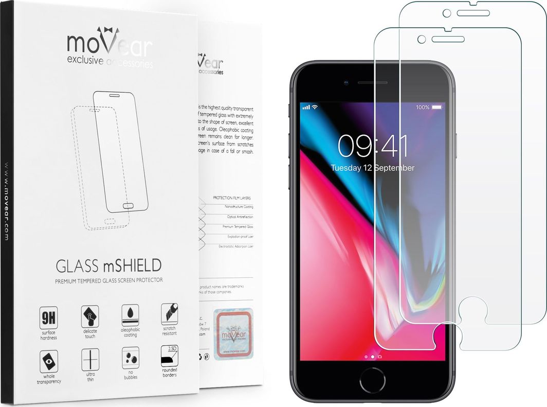 moVear Szkło Hartowane 2.5D na iPhone 8 Plus / 7 Plus moVear GLASS mSHIELD Standard 1