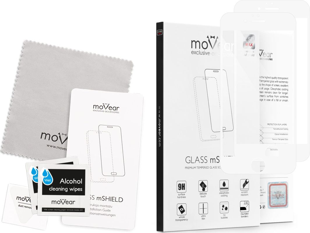 moVear Szkło Hartowane 2.5D MAX na iPhone 6 plus / 6s plus Pyłoszczelne Full Glue Cały Ekran MOVEAR Standard 1