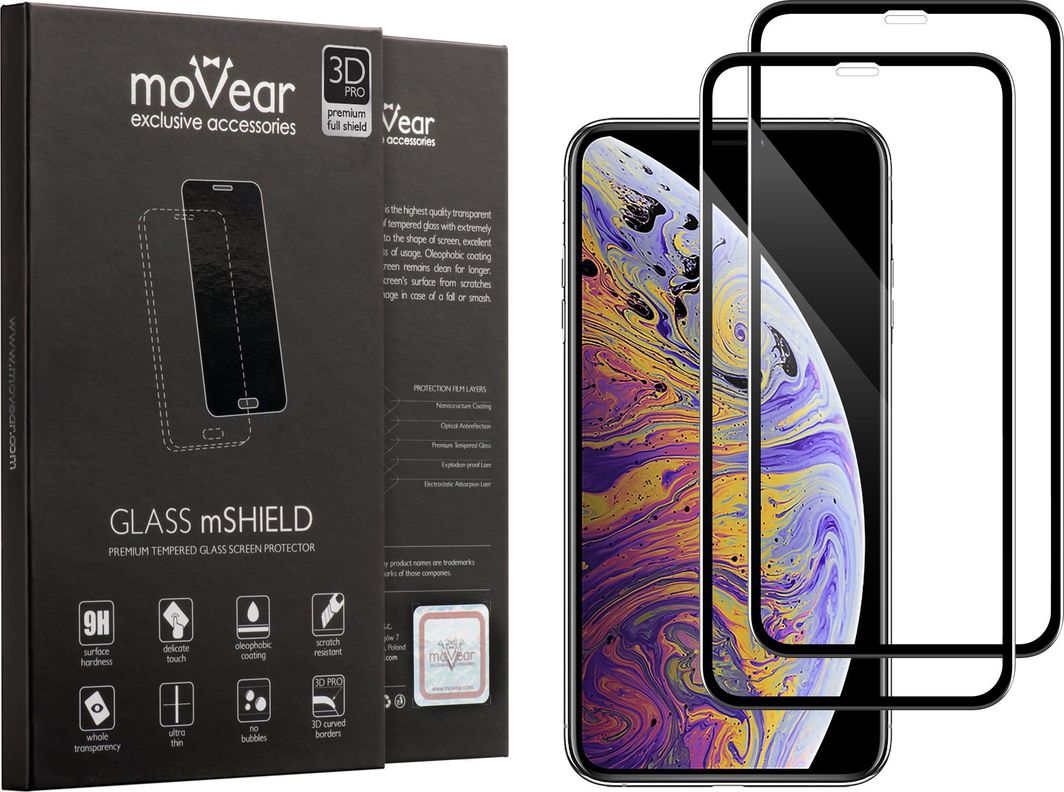 moVear Szkło Hartowane 3D na iPhone Xs MAX Pyłoszczelne Full Glue Cały Ekran MOVEAR Standard 1