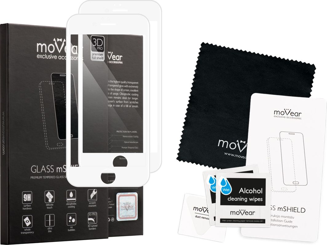 moVear Szkło hartowane 3D PRO na cały ekran iPhone 7, moVear GLASS mSHIELD Standard 1