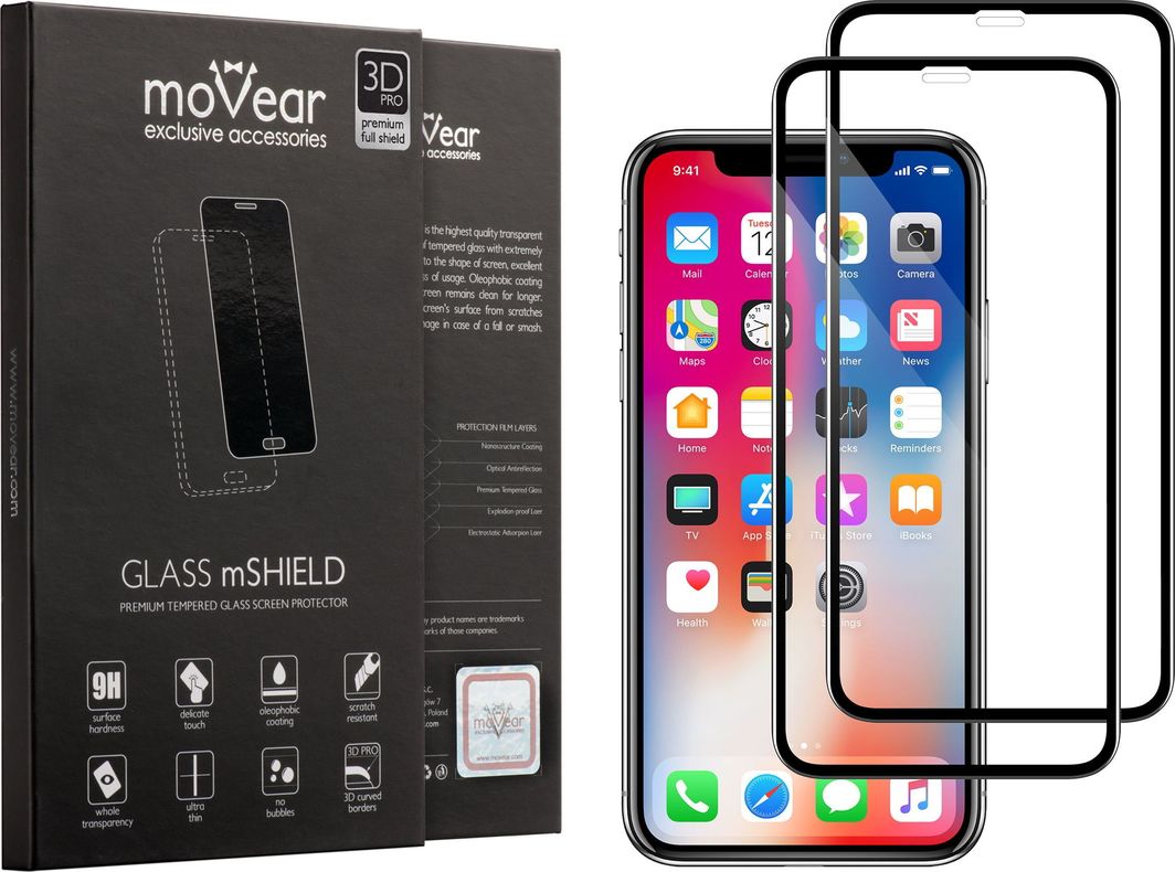 moVear MOVEAR Szkło Hartowane 3D PRO na iPhone Xs / X Cały Ekran Pyłoszczelne Full Glue Standard 1
