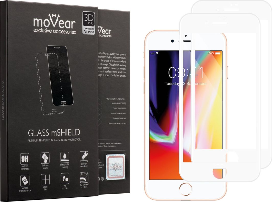 moVear MOVEAR Szkło hartowane 3D PRO iPhone 8 Plus 7 Plus 5.5", pełne Standard 1