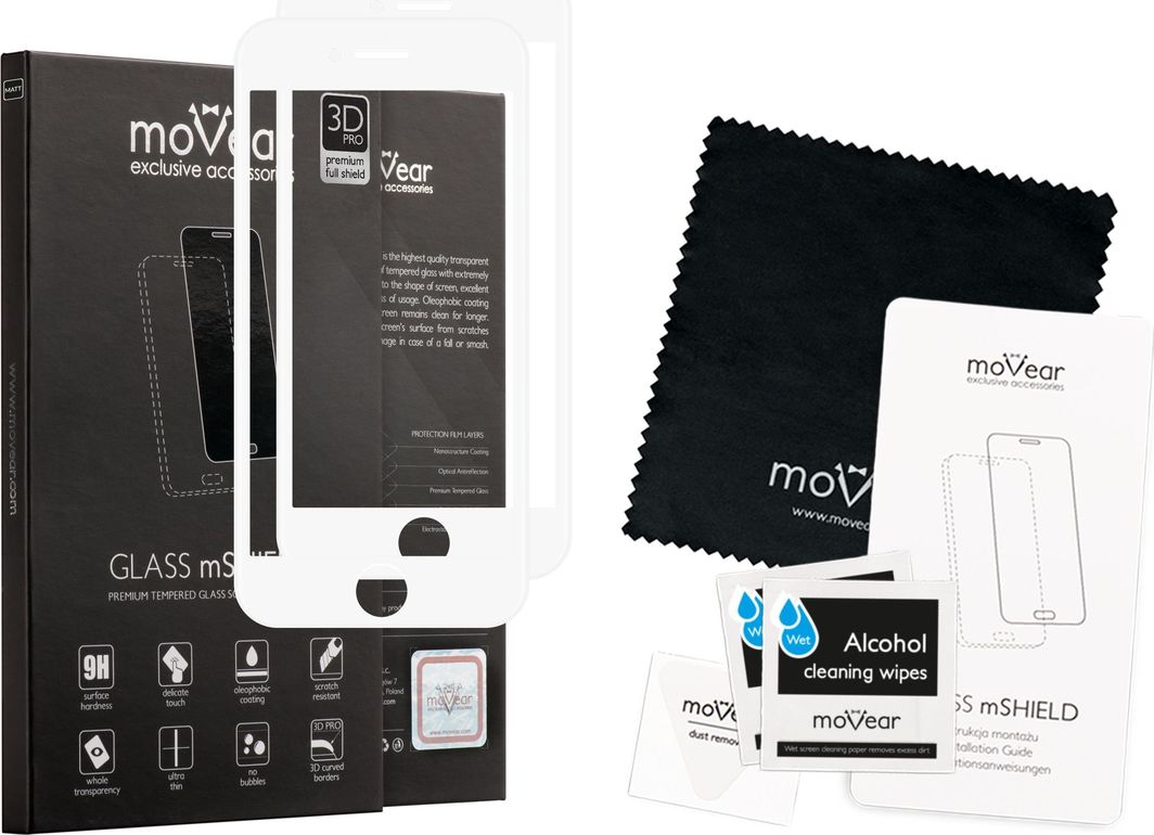 moVear Szkło hartowane 3D PRO na Cały Ekran iPhone 6 6s Białe MATOWE moVear Standard 1