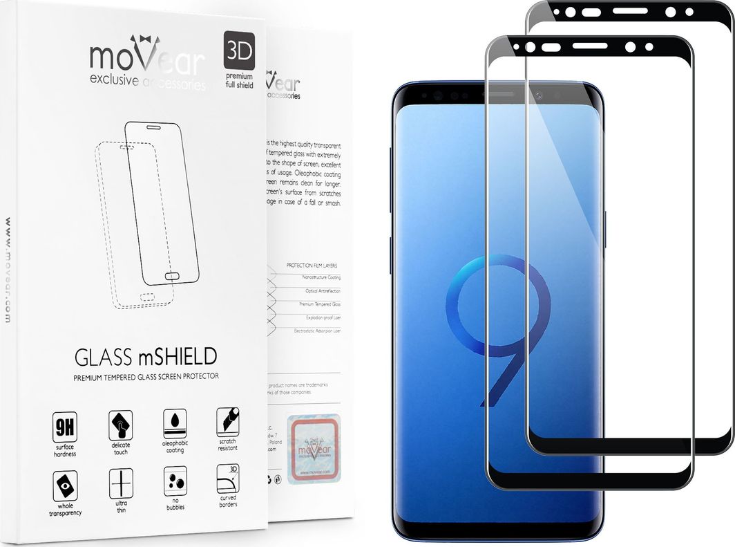 moVear Szkło Hartowane 3D na Cały Ekran Samsung Galaxy S9 - G960F, Czarne | moVear Standard 1