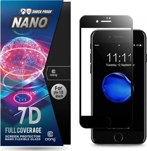 Crong Crong 7d Nano Flexible Glass - Szkło Hybrydowe 9h Na Cały Ekran Iphone 8 / 7 / 6s / 6 (black) 1