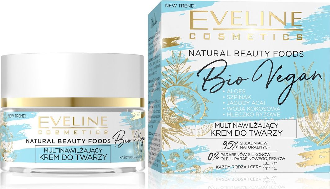  Eveline Krem do twarzy Natural Beauty Foods Bio Vegan Multinawilżający 50ml 1