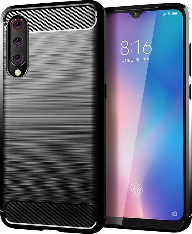 Hurtel Carbon Case elastyczne etui pokrowiec Xiaomi Mi 9 Lite / Mi CC9 czarny uniwersalny 1