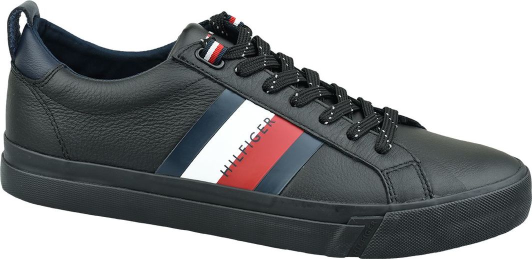 tommy hilfiger flag detail leather sneaker