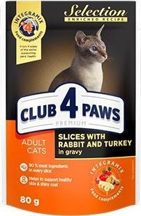 Club 4 Paws CLUB4Ł KOT 80g SASZ. KRÓLIK/INDYK 1
