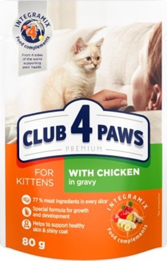 Club 4 Paws Karma dla kociąt z kurczakiem 80g 1