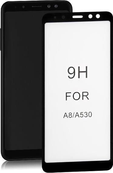 Qoltec Hartowane szkło ochronne PREMIUM do Samsung A8 2018 6D Pełne Czarne 1