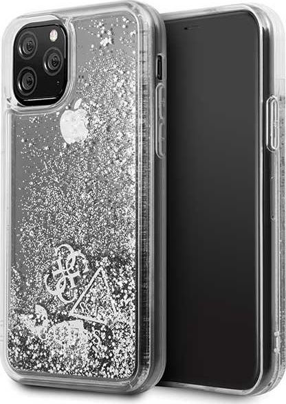 Guess Guess iPhone 11 Pro GUHCN58GLHFLSI srebrny hard case Glitter Hearts 1