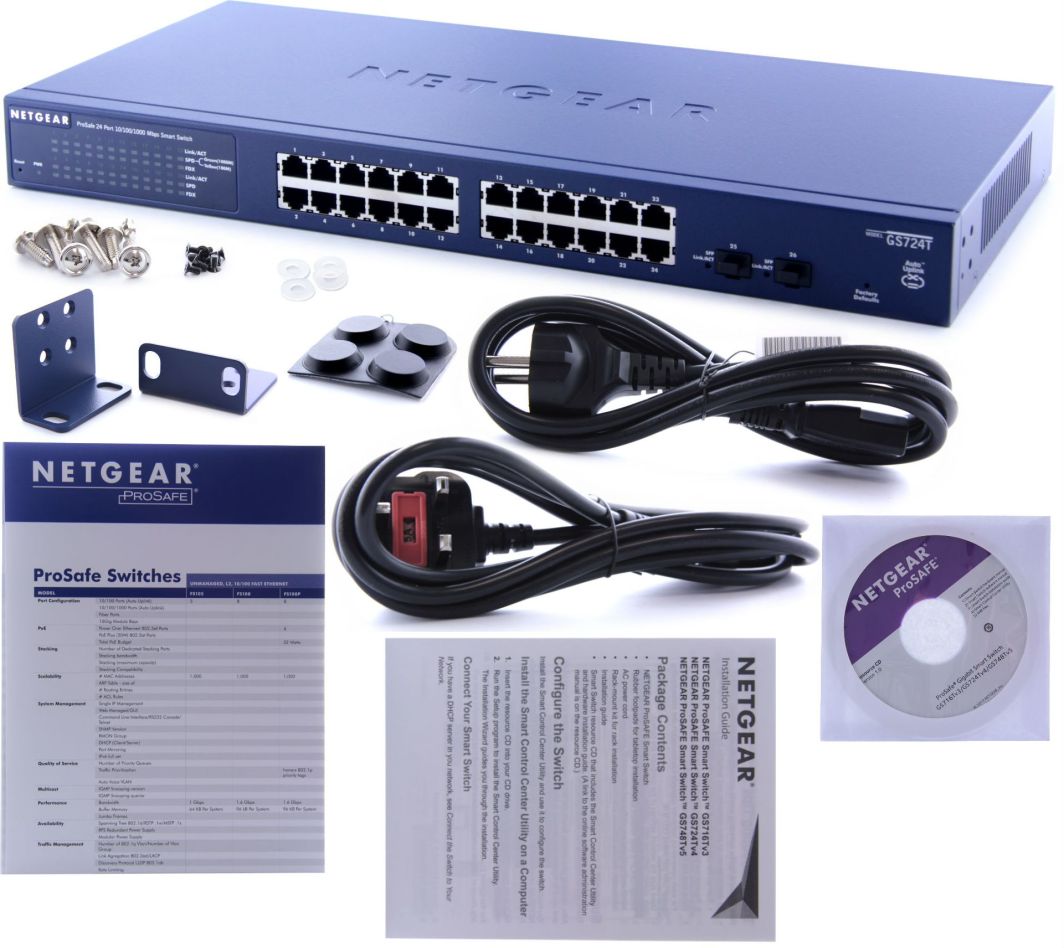 NETGEAR GS724T ProSafe 24xGigabit Smart Switch (GS724T400EUS) w