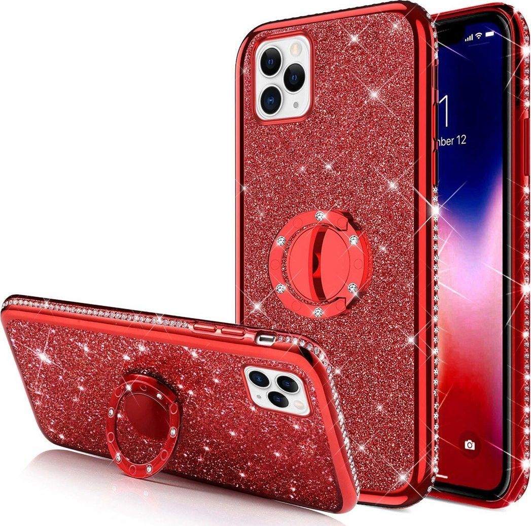Etui Diamond Ring Brokat IPHONE 11 czerwone uniwersalny 1