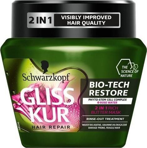 Gliss Kur Bio-Tech Restore Rich 2in1 Rich Butter Mask maska do włosów delikatnych i podatnych na zniszczenia 300ml 1
