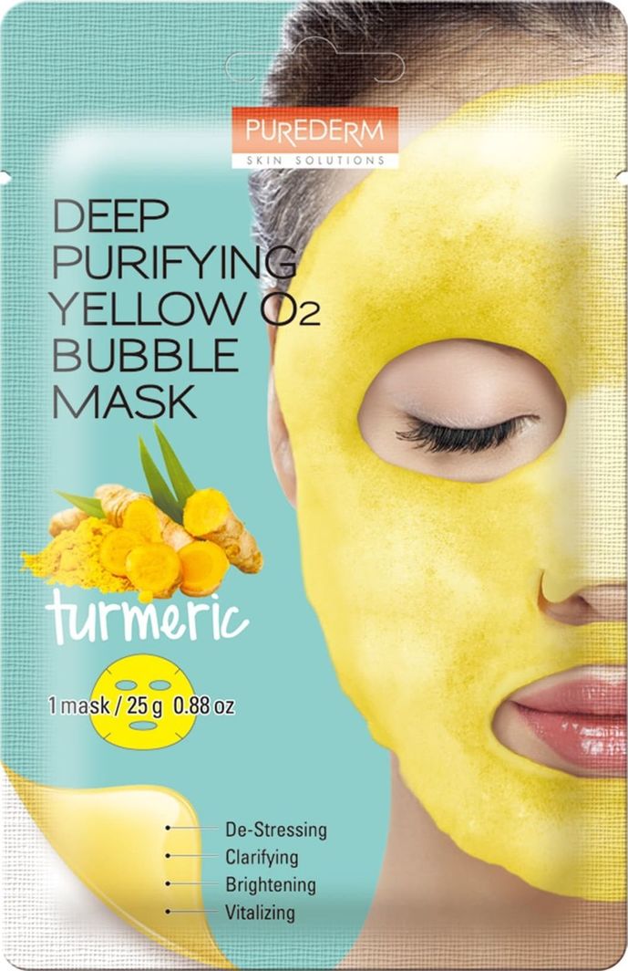 Purederm Maseczka do twarzy Deep Purifying Yellow O2 Bubble Kurkuma oczyszczająca 25g 1