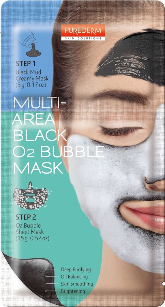 Purederm Maseczka do twarzy Multi-Area O2 Bubble oczyszczająca 15g 1