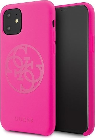Guess Guess GUHCN61LS4GFU iPhone 11 fuksja/fuchsia hard case Silicone 4G Tone On Tone uniwersalny 1