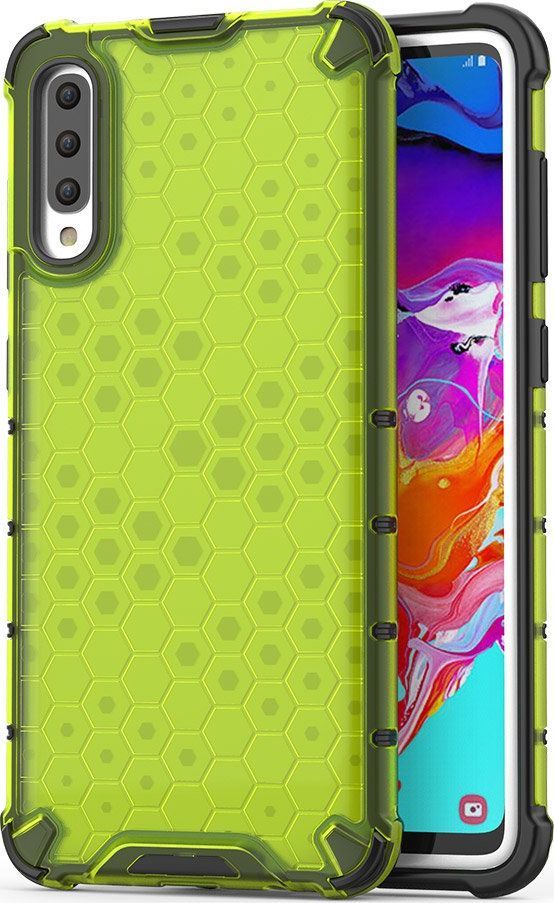 Hurtel Honeycomb etui pancerny pokrowiec z żelową ramką Samsung Galaxy A70 zielony uniwersalny 1