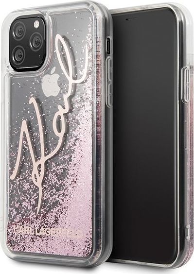 Karl Lagerfeld Karl Lagerfeld KLHCN58TRKSRG iPhone 11 Pro różowo-złoty/rose gold Glitter Signature uniwersalny 1