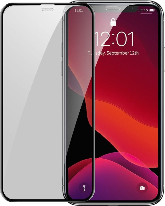 Baseus Baseus 2x szkło na cały ekran Full Screen 0.3mm 9H Privacy Anti-Spy iPhone 11 / iPhone XR + pozycjoner czarny (SGAPIPH61S-WC01) uniwersalny 1