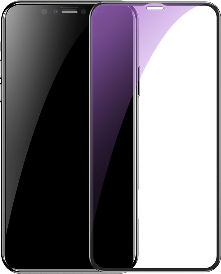 Baseus Baseus 2x szkło na cały ekran Full Screen z ramką 0.3mm 9H Anti-bluelight iPhone 11 Pro Max / iPhone XS Max + pozycjoner czarny (SGAPIPH65S-KD01) uniwersalny 1