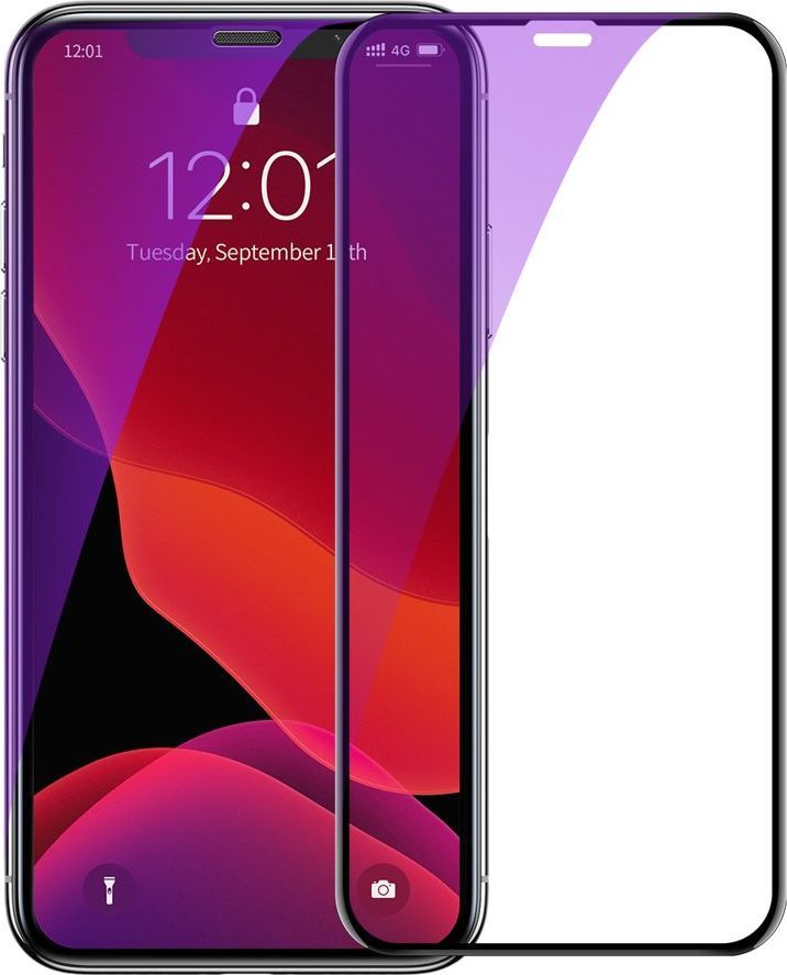Baseus Baseus szkło na cały ekran Full Screen z ramką 0.23mm 9H Anti-bluelight iPhone 11 / iPhone XR + pozycjoner czarny (SGAPIPH61-ATE01) uniwersalny 1