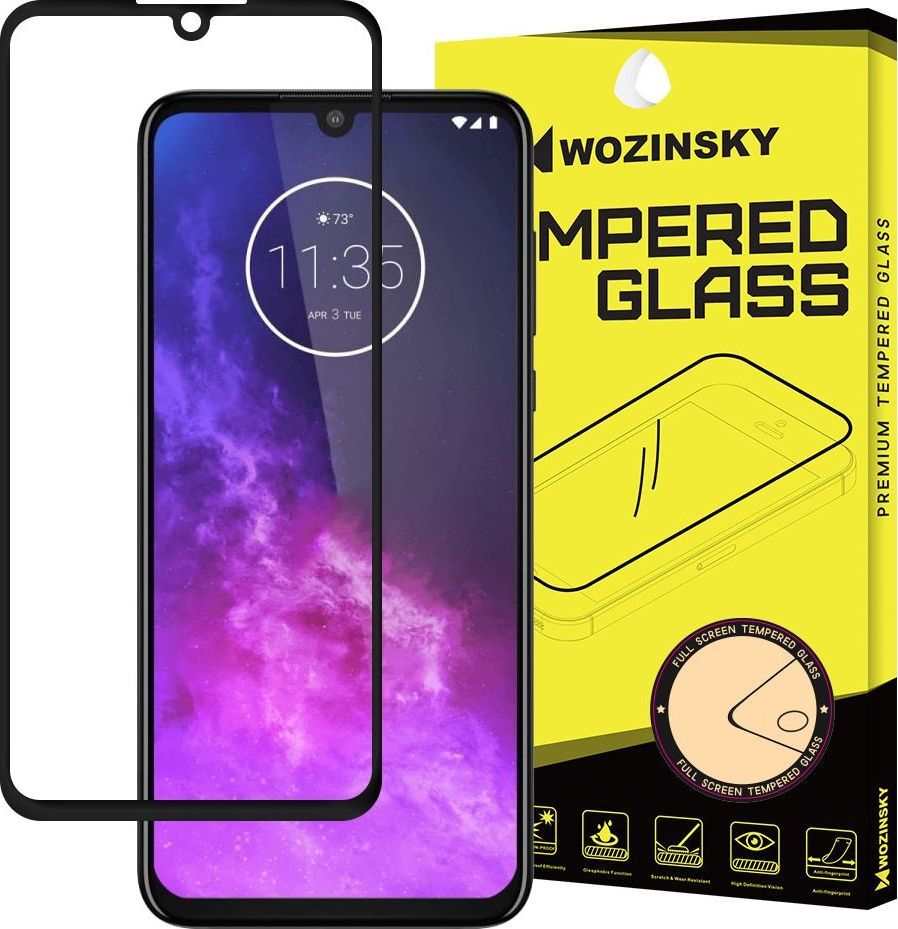 Wozinsky Wozinsky super wytrzymałe szkło hartowane Full Glue na cały ekran z ramką Case Friendly Motorola One Zoom czarny uniwersalny 1