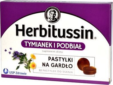 US Pharmacia Herbitussin Tymianek i Podbiał Pastylki na 1