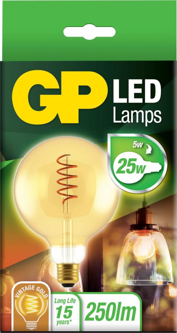 GP Żarówka LED GP085195 Filament SpiralFlame E27 G125 5W (25W) 250lm 1