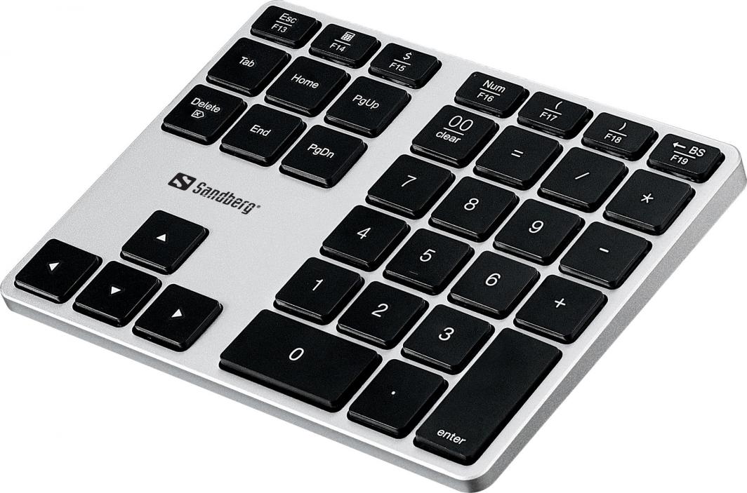 Klawiatura Sandberg Bluetooth Numeric Keypad Alu Bezprzewodowa Biało-srebrna US (630-08) 1