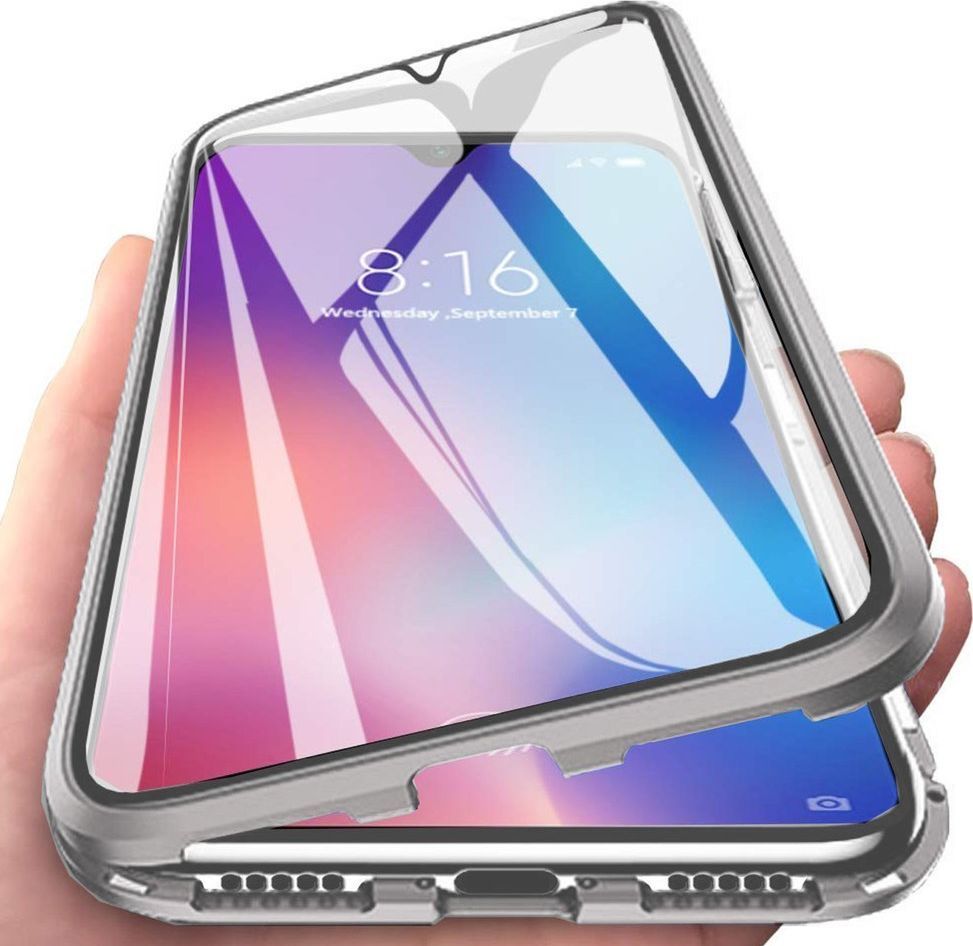 Etui Magnet Front+Back Redmi Note 8 Pro - Silver uniwersalny 1