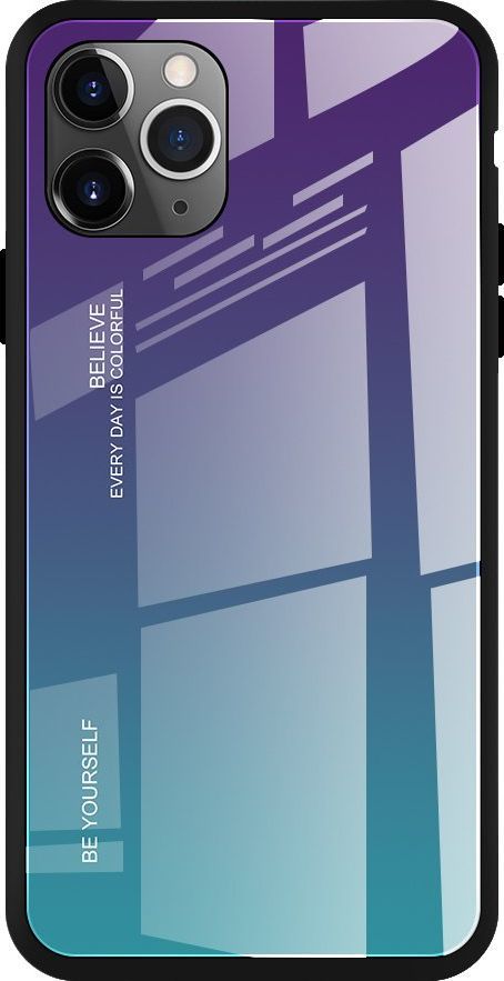 Hurtel Gradient Glass etui pokrowiec nakładka ze szkła hartowanego iPhone 11 Pro Max zielono-fioletowy uniwersalny 1