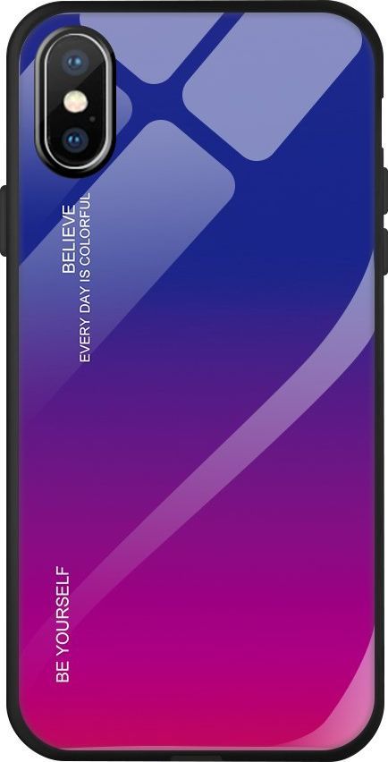 Hurtel Gradient Glass etui pokrowiec nakładka ze szkła hartowanego iPhone XS / iPhone X różowo-fioletowy uniwersalny 1