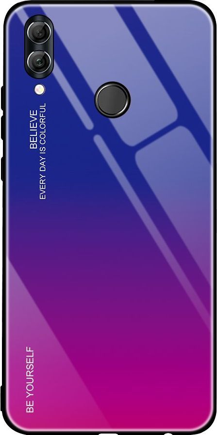 Hurtel Gradient Glass etui pokrowiec nakładka ze szkła hartowanego Huawei P Smart 2019 różowo-fioletowy uniwersalny 1