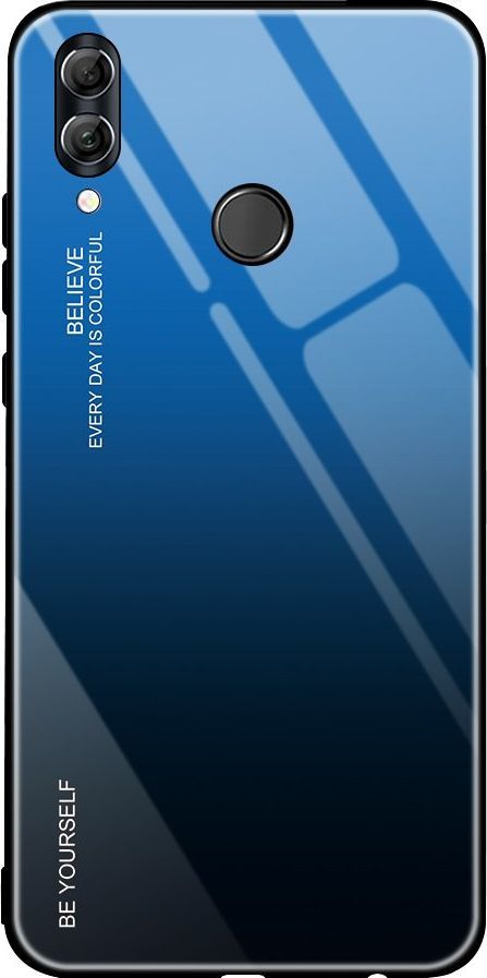 Hurtel Gradient Glass etui pokrowiec nakładka ze szkła hartowanego Huawei P Smart 2019 czarno-niebieski uniwersalny 1