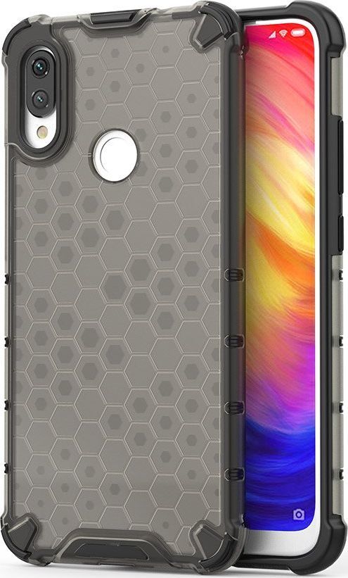 Hurtel Honeycomb etui pancerny pokrowiec z żelową ramką Xiaomi Redmi Note 7 czarny uniwersalny 1
