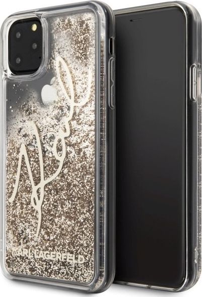Karl Lagerfeld Karl Lagerfeld KLHCN65TRKSGO iPhone 11 Pro Max złoty/gold Glitter Signature uniwersalny 1
