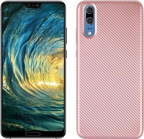 Etui Carbon Fiber Huawei P20 różowo złot /rose gold 1