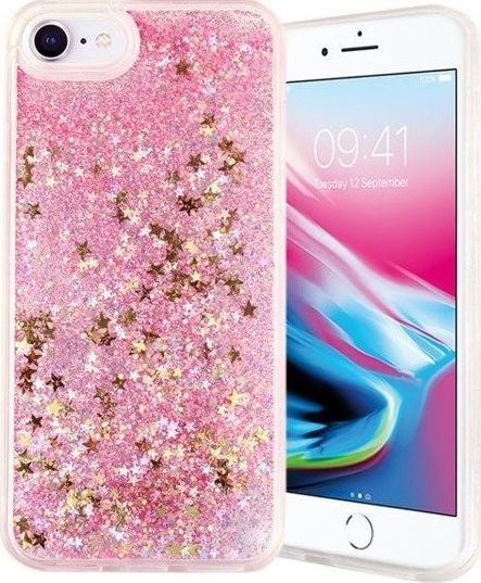 CASE ETUI LIQUID GLITTER TPU IPHONE X / XS RÓŻOWY standard 1