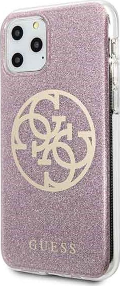 Guess Guess GUHCN58PCUGLPI iPhone 11 Pro różowy/pink hard case 4G Circle Glitter 1