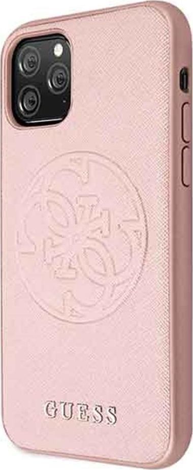 Guess Guess GUHCN58RSSASRG iPhone 11 Pro różowy/pink hard case Saffiano 4G Circle Logo 1